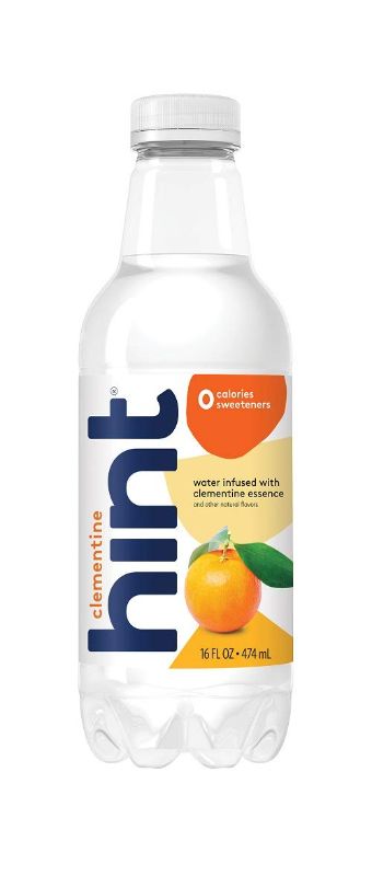 Photo 1 of (Pack of 12) Hint Water Clementine, 6 Ounce Bottles, Pure Water Infused with Clementine, Zero Sugar, Sweeteners, Preservatives, Artificial Flavor BB FEB 16 2023