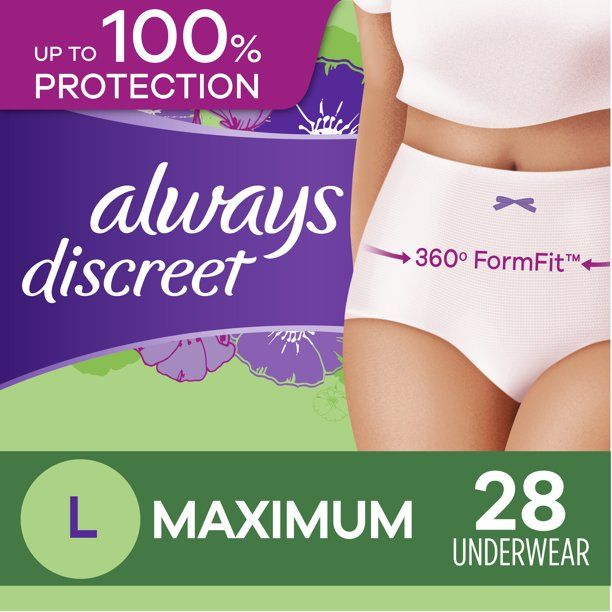 Photo 1 of Always Discreet Incontinence Underwear for Women Maximum Absorbency, L, 28 Ct
