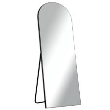 Photo 1 of 64 in. x 21 in. Modern Arched Shape Framed Black Full Length Floor Standing Mirror