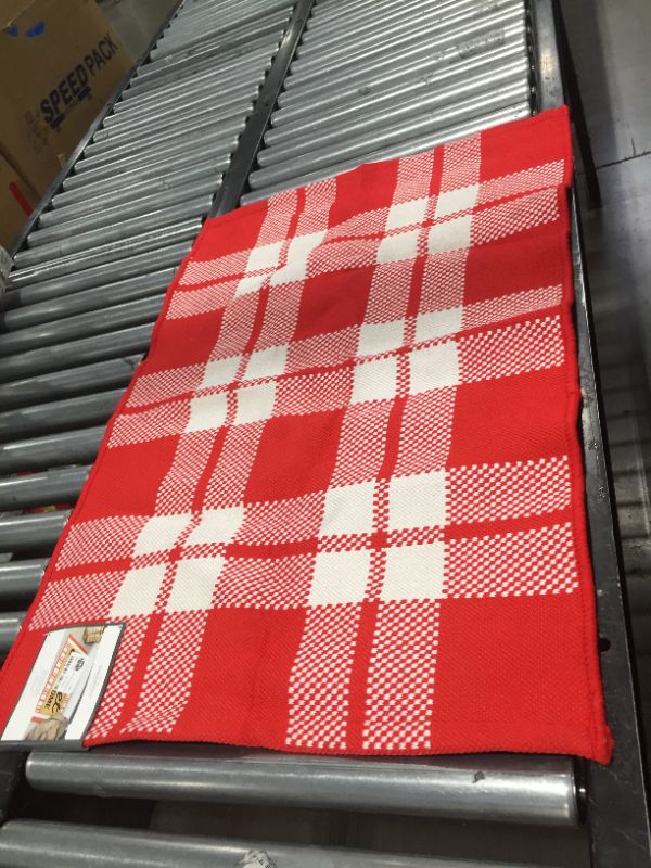 Photo 1 of 1'6"x2'6" Woven Reversible Tapestry Holiday Accent Rug Red/Ivory - Threshold™
