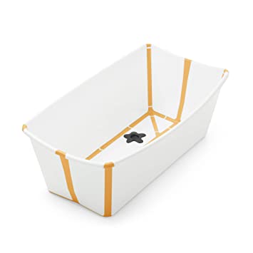 Photo 1 of Stokke Flexi Bath, White Yellow - Foldable Baby Bathtub - Lightweight, Durable & Easy to Store - Convenient to Use at Home or Traveling - Best for Newborns & Babies
