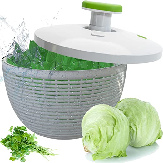 Photo 1 of Brieftons 6.2-Quart Large Salad Spinner: Vegetable Washer Dryer Drainer Strainer with Bowl & Colander, Easy One-Handed Pump, Compact Storage, for Washing, Cleaning & Drying Greens, Vegetables, Fruits
