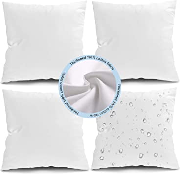 Photo 1 of 14 X 14 Inches Outdoor Pillow Inserts Set of 4,  Throw Pillows Insert, Square Pillow Forms for Patio, Furniture, Bed, Living Room, Garden ( White )
