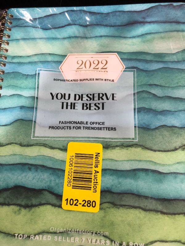 Photo 2 of 2022 Planner - Planner 2022 Weekly & Monthly with Tabs, 8" x 10", Jul. 2022 Contacts + Calendar + Holidays + Thick Paper + Twin-Wire Binding - Green Waves
