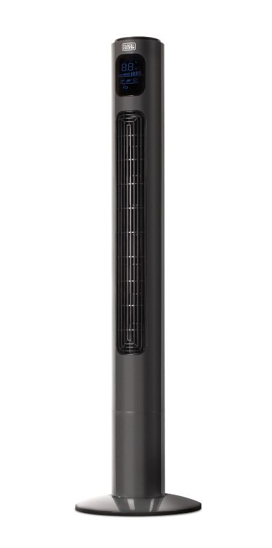 Photo 1 of BLACK+DECKER 46 Oscillating Tower Fan with LED Display & Remote BFTR146 Charcoal Gray
