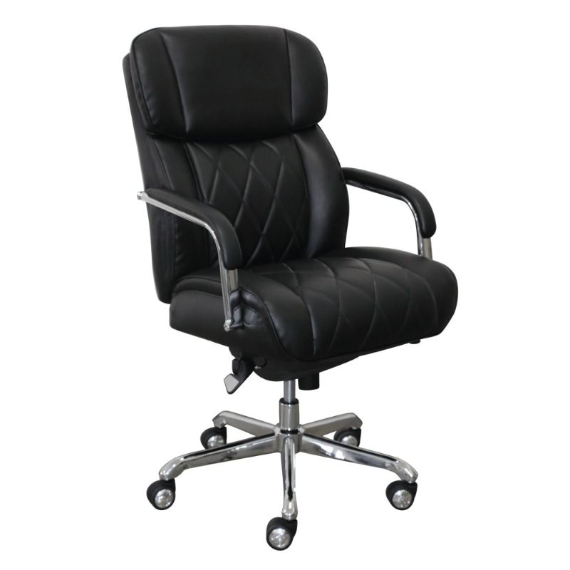 Photo 1 of La-Z-Boy Sutherland Quilted Leather Executive Office Chair Black

