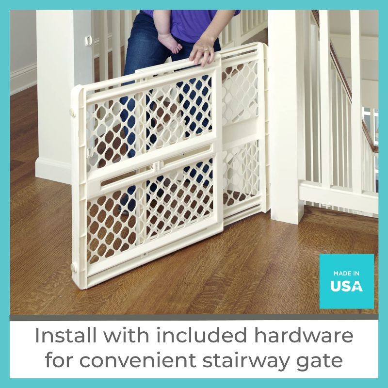 Photo 1 of Toddleroo by North States 42” Wide Supergate Ergo Baby Gate, Made in USA: for doorways or Stairways. Includes Wall Cups. Pressure or Hardware Mount. 26” - 42” Wide (26" Tall, Ivory)
