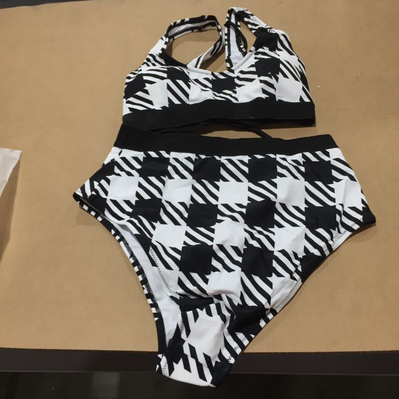 Photo 2 of Black And White Plaid High Waisted Bikini
