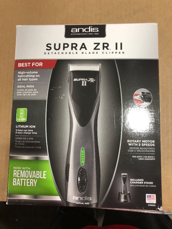 Photo 6 of Andis Professional Supra ZR II Cordless Detachable Blade Clipper