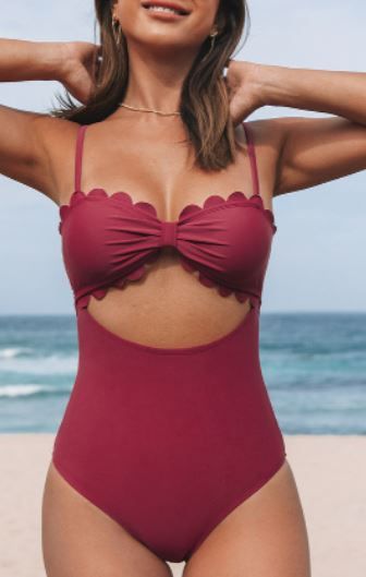 Photo 1 of Charmed Romance Scalloped Cutout One Piece Swimsuit Medium