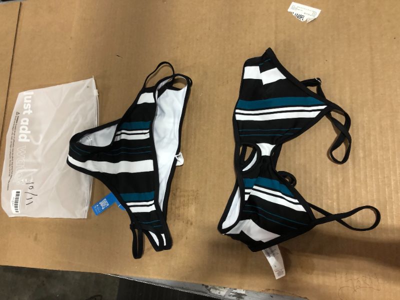 Photo 2 of Blue White And Black Striped Bikini Small