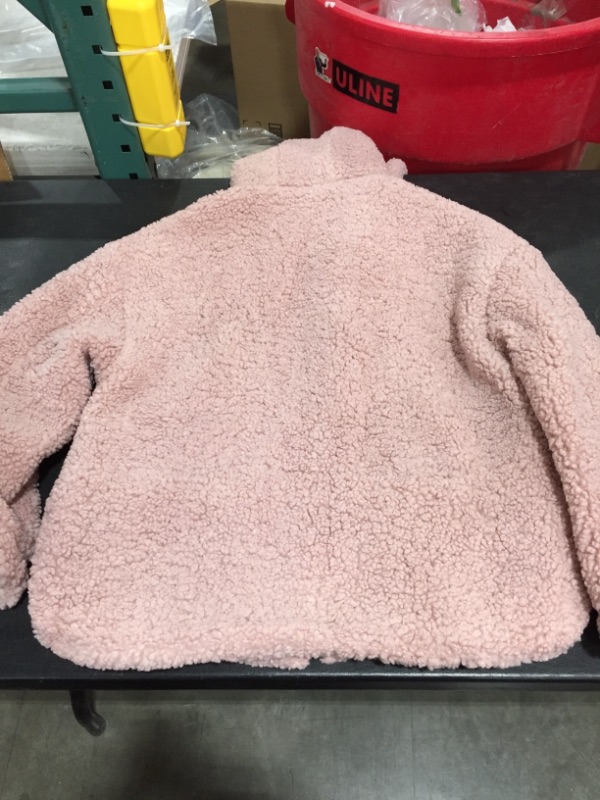Photo 1 of WOMEN'S 100% POLYESTER FLEECE HOODED ZIPPER JACKET, PINK, SIZ EMEDIUM.