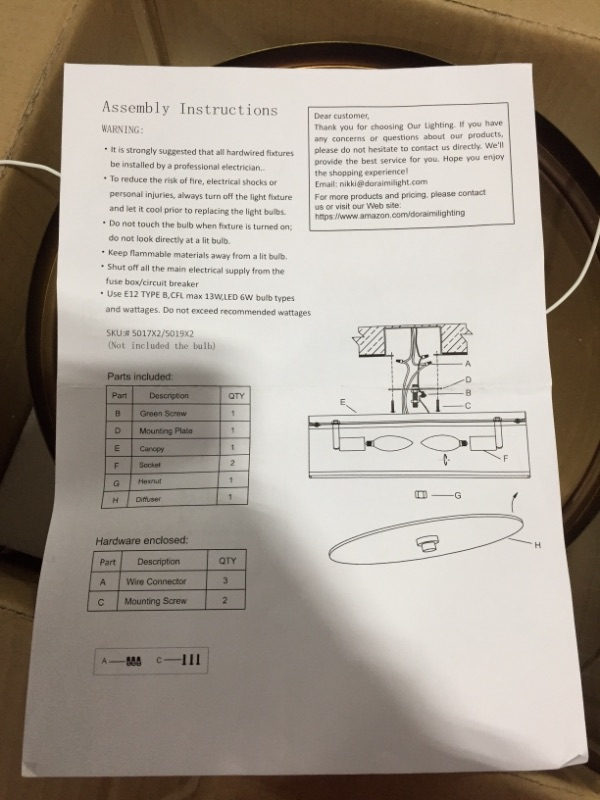 Photo 1 of CEILING MOUNT LIGHT FIXTURE. 