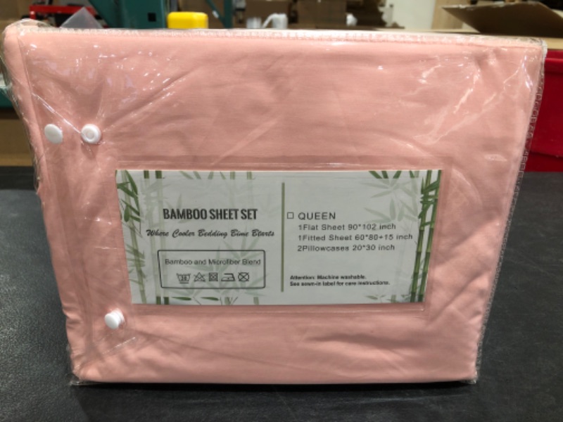 Photo 2 of BAMBOO SHEET SET. PINK. QUEEN SIZE. 