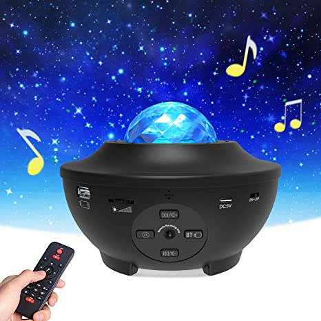 Photo 1 of Star Projector, Galaxy Projector with Remote Control, Eicaus 3 in 1 Night Light Projector with LED Nebula Cloud/Moving Ocean Wave for Kid Baby, Built-in Music Speaker, Voice Control (Black)
