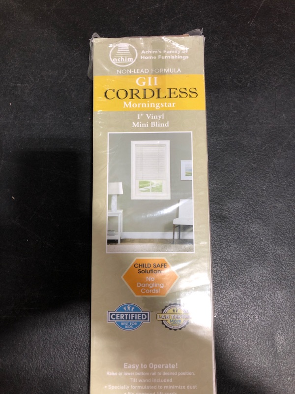 Photo 2 of Achim Home Furnishings Cordless Morningstar 1" Light Filtering Mini Blind, Width 35inch, Pearl White
