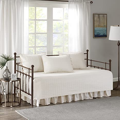 Photo 1 of Comfort Spaces Daybed Cover - Luxe Double Sided Quilting, All Season Cozy Bedding with Bedskirt, Matching Shams, Kienna Ivory 75"x39" 5 Piece
