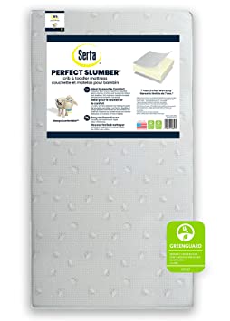 Photo 1 of Serta Perfect Slumber Dual Sided Crib and Toddler Mattress - Premium Sustainably Sourced Fiber Core - Waterproof - GREENGUARD Gold Certified (Non-Toxic) 