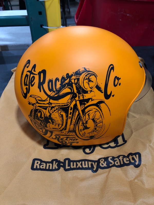 Photo 3 of ROYAL CAFE RACER CO. RETRO 87 HELMET. ORANGE/BLACK. SIZE L.