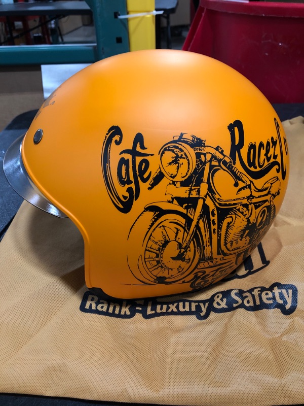 Photo 1 of ROYAL CAFE RACER CO. RETRO 87 HELMET. ORANGE/BLACK. SIZE L.