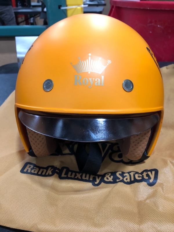 Photo 2 of ROYAL CAFE RACER CO. RETRO 87 HELMET. ORANGE/BLACK. SIZE L.