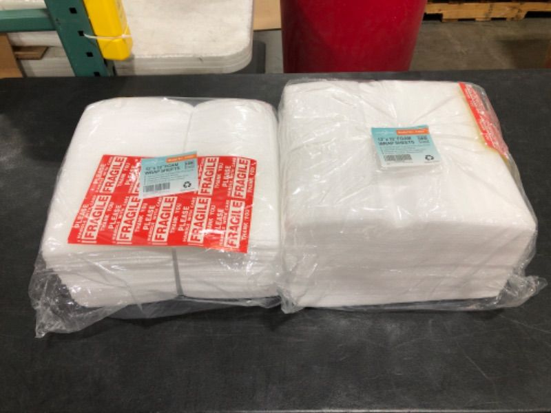Photo 1 of 100 Pack 7.5”x 12" Foam Wrap Cushion Pouches (0.75mmThickness), Extra 5 Pack Fragile Stickers Labels(60 pcs) - Protect Dishes, Glasses, Porcelain & Fragile Items, for Moving, Packing. LOT OF 2.
