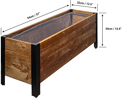 Photo 2 of Amazon Basics Recycled Wood Rectangular Garden Planter - 37” x 13” x 15”

