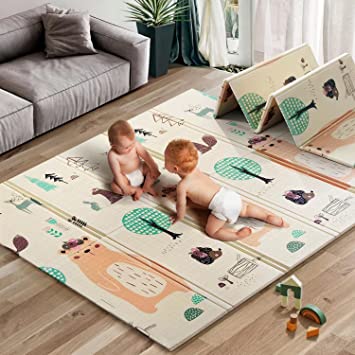 Photo 1 of UANLAUO Foldable Baby Play Mat, Extra Large Waterproof Activity Playmats for Babies,Toddlers, Infants, Play & Tummy Time, Foam Baby Mat for Floor with Travel Bag, Indoor Outdoor Use (71" x 79")
