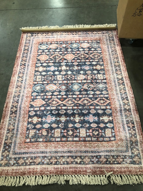 Photo 3 of Alexandra Floral Printed Border Persian Rug Blush - Opalhouse. 5' X 7'. PRIOR USE.

