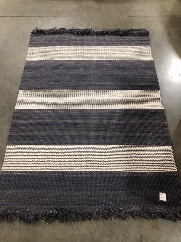 Photo 2 of 5'x7' Highland Hand Woven Striped Jute/wool Area Rug Blue - Threshold™ Designed With Studio Mcgee : Target
