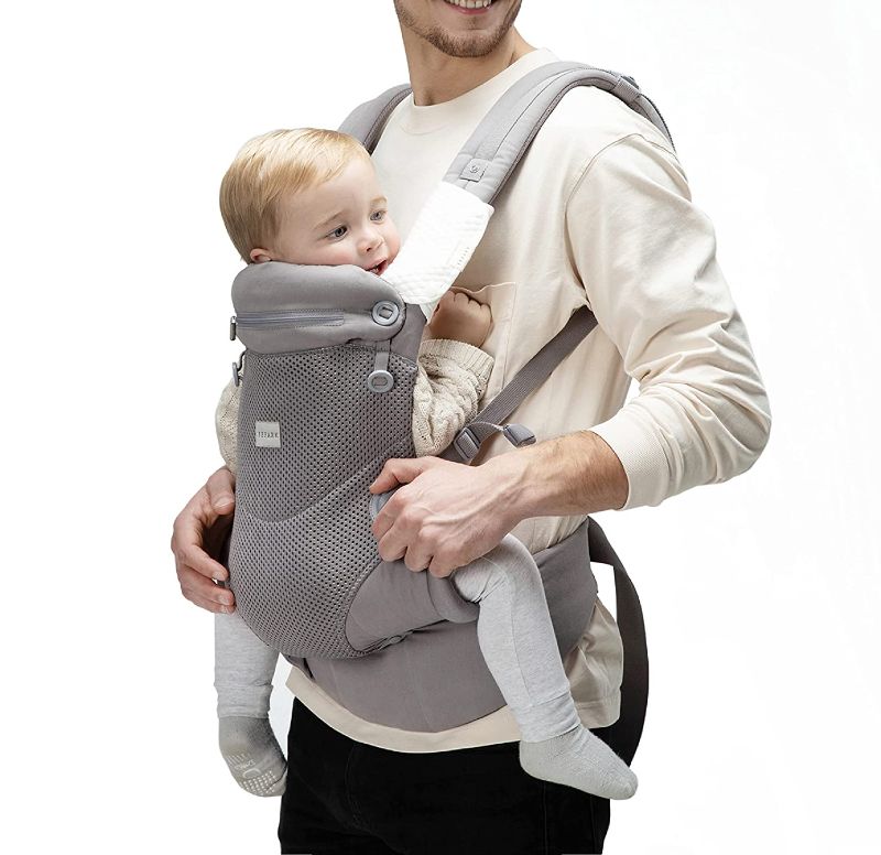 Photo 1 of Bbpark Mesh Baby Carrier Newborn to Toddler, Facing-in and Facing-Out Front and Back Holder Kangaroo Carrier for Infant Grey
