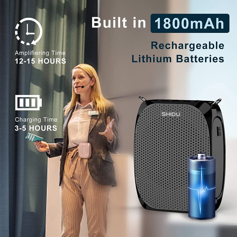 Photo 1 of Portable Voice Amplifier SHIDU Personal Speaker Microphone Headset Rechargeable Mini Pa System for Teachers Tour Guides Coaches Classroom Singing Yoga Fitness Instructors
