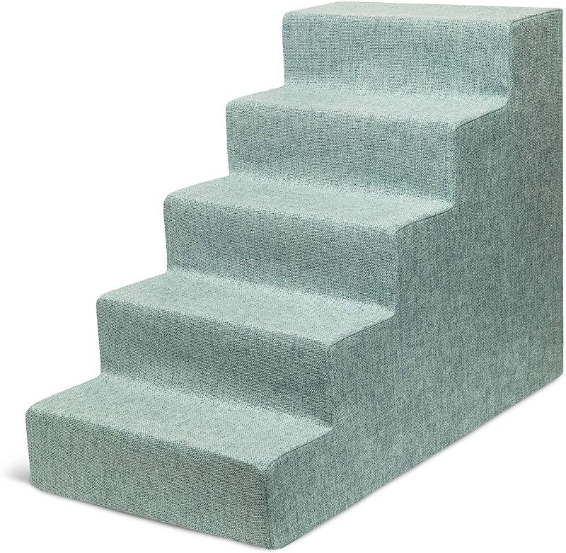 Photo 1 of Best Pet Supplies Pet Steps and Stairs with CertiPUR-US Certified Foam for Small to Medium Dogs and Cats - Pale Teal, 5-Step (H: 22.5")
