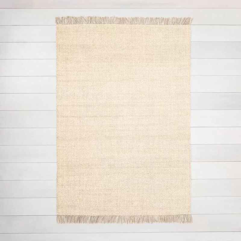 Photo 1 of 7' x 10' Bleached Jute Fringe Area Rug Beige - Hearth & Hand with Magnolia	