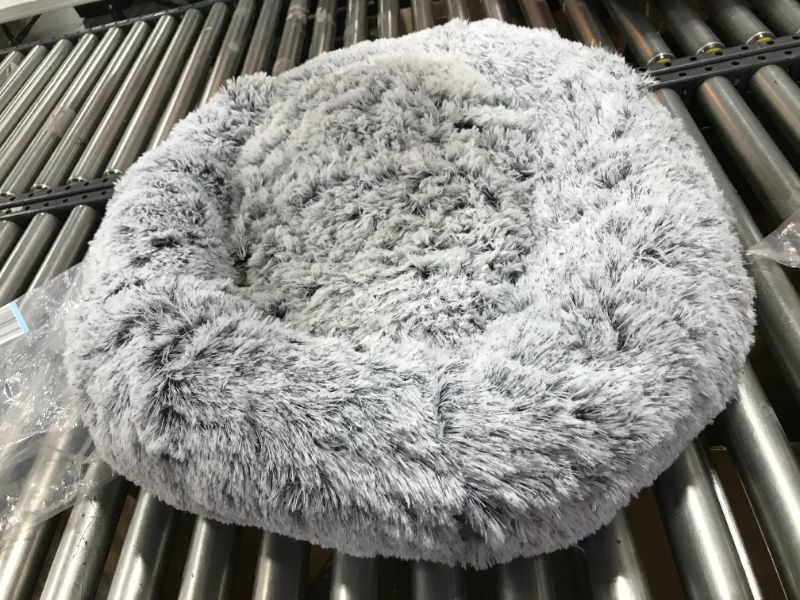 Photo 2 of  Dog Bed, Cat Bed, Soft Plush Surface, Donut-Shaped Dog Sofa with Removable Inner Cushion, Washable, 23 Inches Dia., Gray