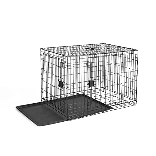Photo 1 of Amazon Basics Foldable Metal Wire Dog Crate with Tray, Double Door, 42 Inch
