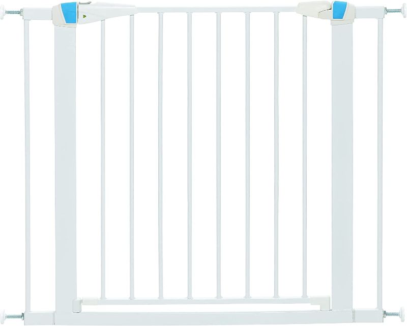 Photo 1 of Pet Gate | 29" High Walk-thru Steel Pet Gate by 29" to 38" Wide in Soft White w/ Glow Frame, Medium
