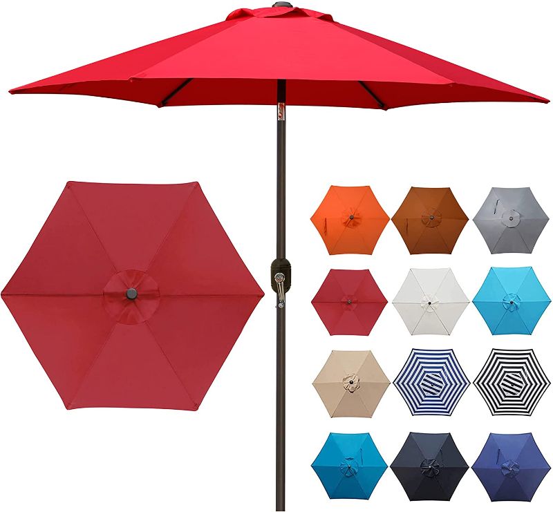 Photo 1 of Blissun 7.5 ft Patio Umbrella, Yard Umbrella with Push Button Tilt and Crank(RED)
