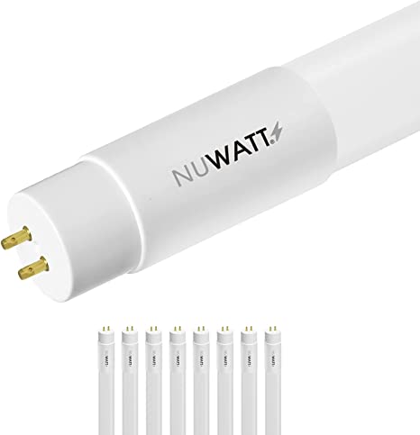 Photo 1 of NUWATT 4FT T5 LED Tube Frosted Glass Lens (8 Pack) 24W, 5000K, 3200 Lumens, 120-277v, Type A & B Tube PC Coating Wire Ballast Double Sided or AC Direct
