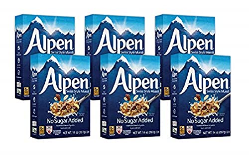 Photo 1 of Alpen No Sugar Added Muesli, Swiss Style Muesli Cereal, Whole Grain, Non-GMO Project Verified, Heart Healthy, Kosher, Vegan, No Sugar Added, 14 Ounce (Pack of 6) EXP. JUN 25 2022