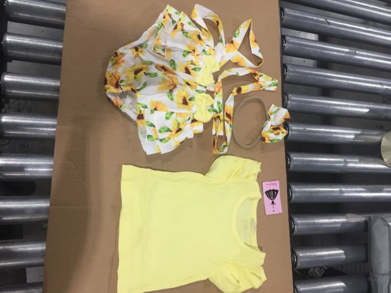 Photo 2 of Infant Newborn Baby Girl Summer Clothes Ribbed T-Shirt+Floral Shorts Pants+Headband 3PCS Summer Outfits 0-24M