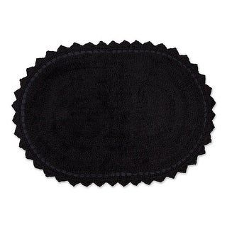 Photo 1 of 24x17" Oval Modern Cotton Small Durable Crochet Bath Mat in Black