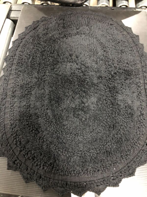 Photo 2 of 24x17" Oval Modern Cotton Small Durable Crochet Bath Mat in Black