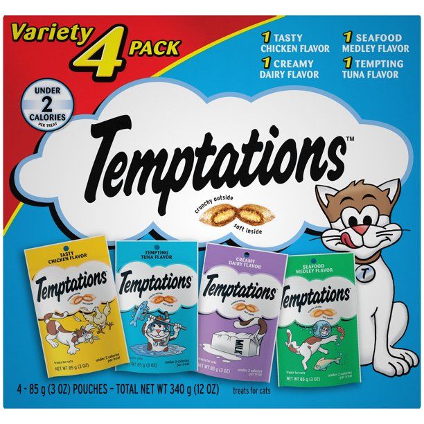 Photo 3 of [2 Qty] Temptations Crunchy and Soft Cat Treats Feline Favorites Variety Pack Seafood Medley, Chicken, Creamy Dairy & Tuna - 3.0 Oz X 4 Pack [EXP 11-21]
