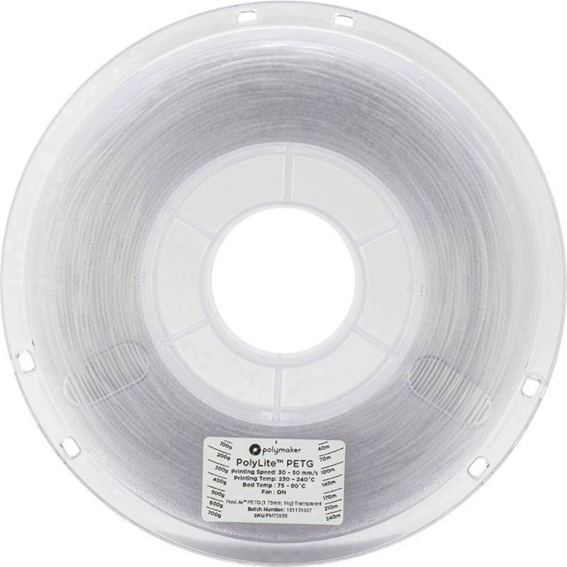 Photo 1 of 3D Printer Filament Polymaker 70635 Filament PETG 1.75 Mm 1 Kg Transparent PolyLite 1 St. [Factory Sealed]
