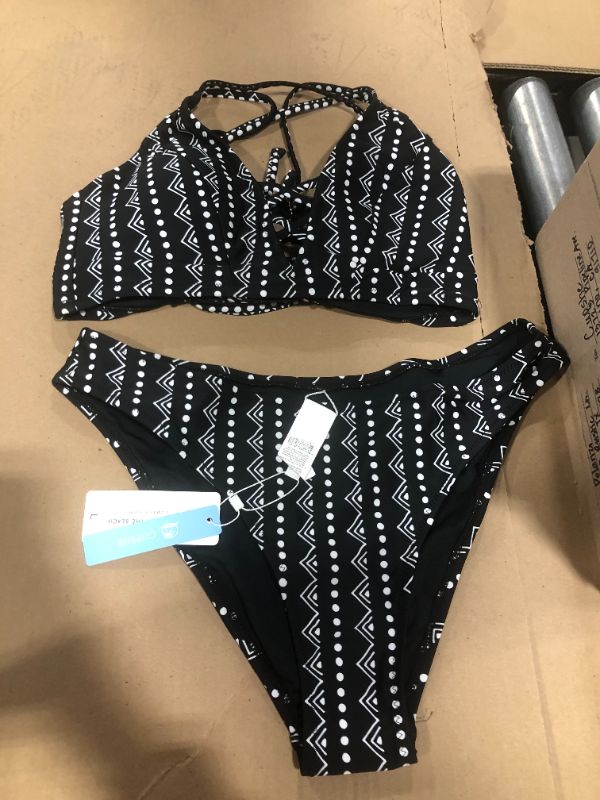 Photo 1 of Black two piece bathing suit, size L [BRAND NEW, ALL ORIGINAL TAGS STILL ATTACHED]