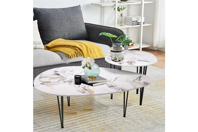 Photo 1 of 2PCS Large Nest Coffee Tables 110cm 60cm Nesting Sintered Stone Tables
