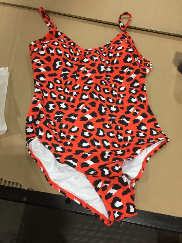 Photo 1 of Red Leopard Print One Piece Swimsuit, size L