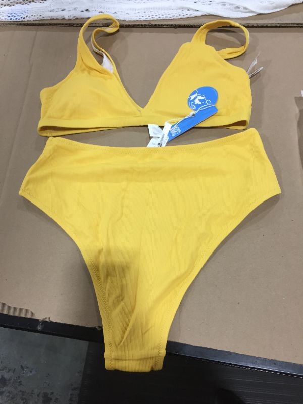 Photo 2 of yellow double v high waisted bikini [BRAND NEW, ORIGINAL TAGS STILL ATTACHED]