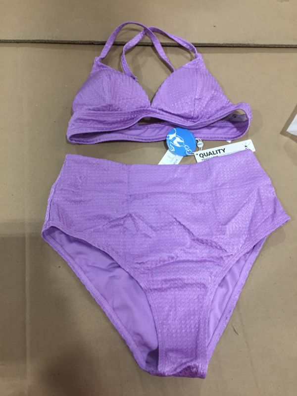 Photo 1 of Amiya Purple V-Neck Criss Cross High Waisted Bikini, size S